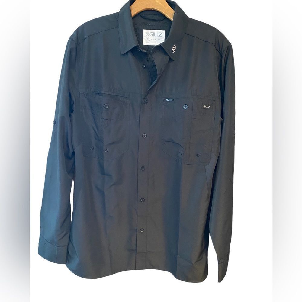 Gillz Sz S Men’s Black Fishing Outdoor Pocket Air Mesh Long Sleeve Shirt